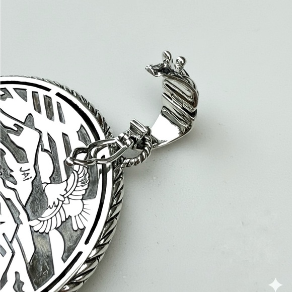 JAI Sterling Silver Medallion Enhancer with Intricate Design (NEW) - Picture 4 of 5